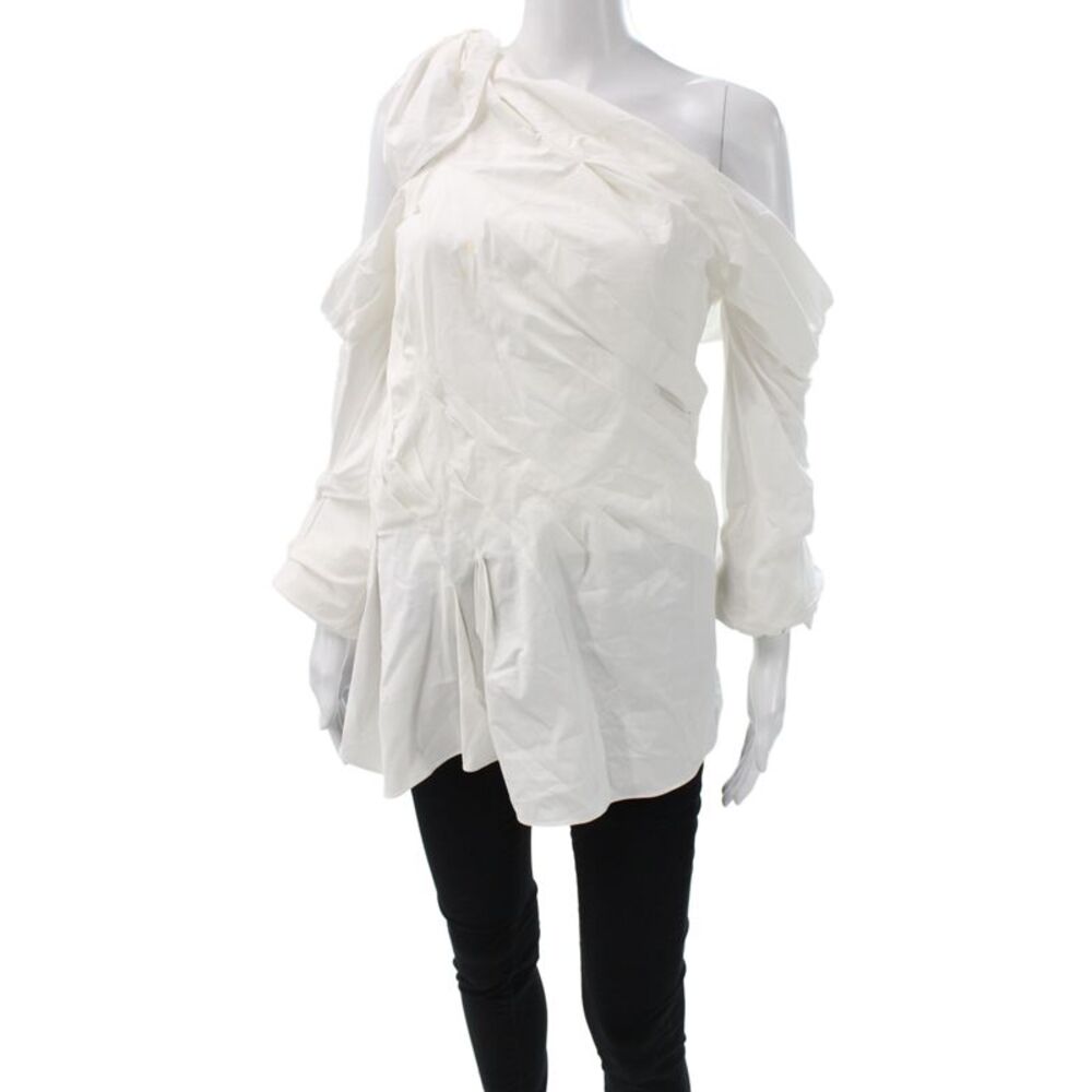 Monse Women Tunic White Cotton One Shoulder Long Sleeve Size 8